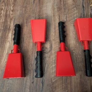 11" Red Cowbell You Get 4 Noisemakers With Plastic Handle